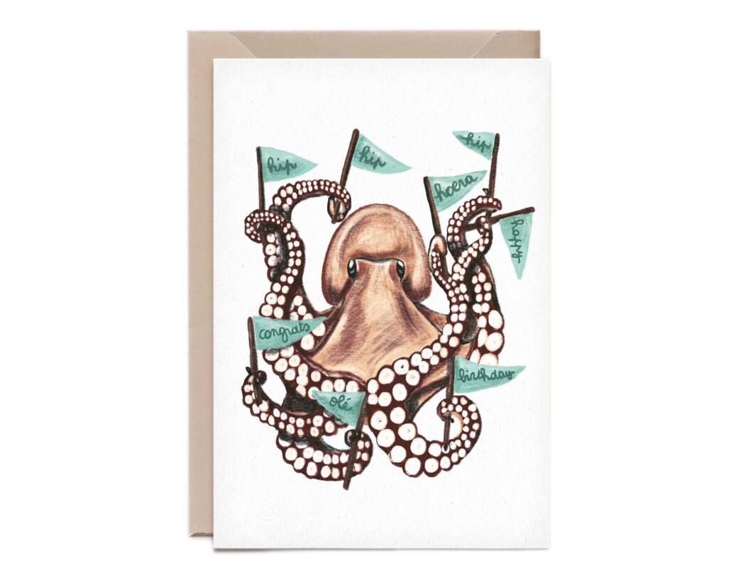 Kathings Wenskaart octopus birthday