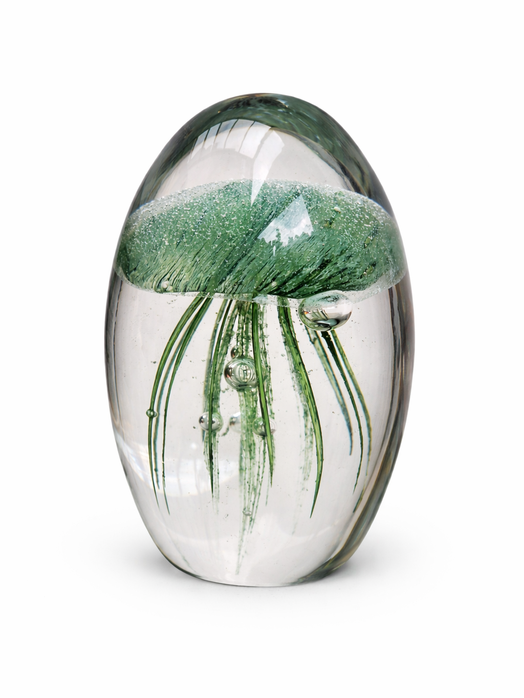 Vintage presse papier groene kwal h11cm