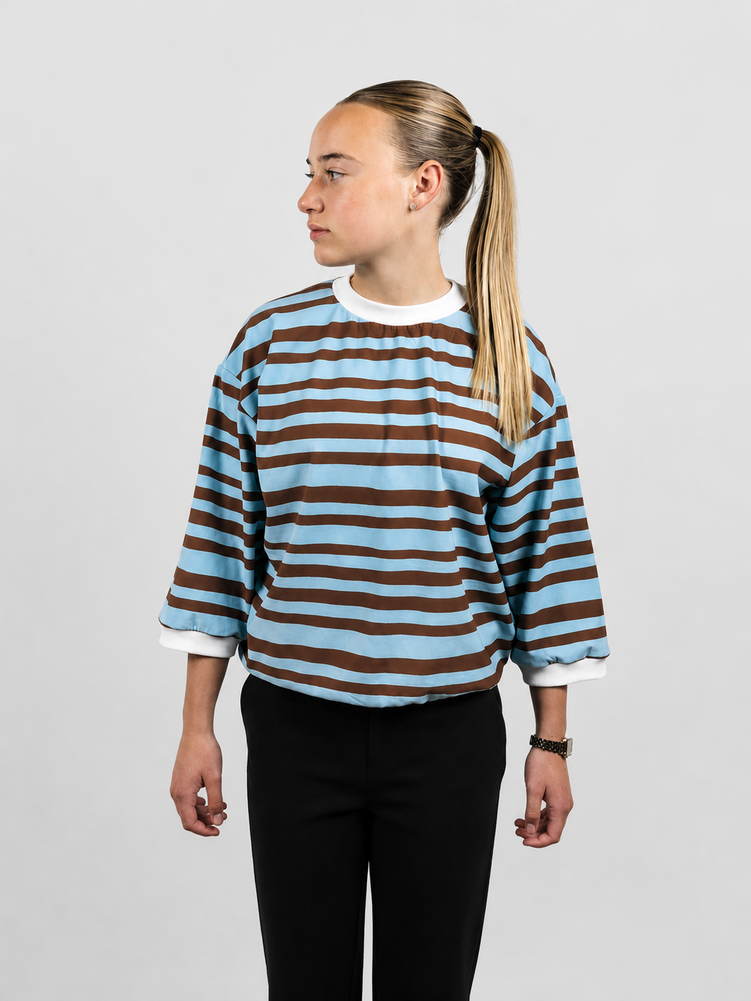 Noenganger *52 Sweater mur lichtblauw/bruin S