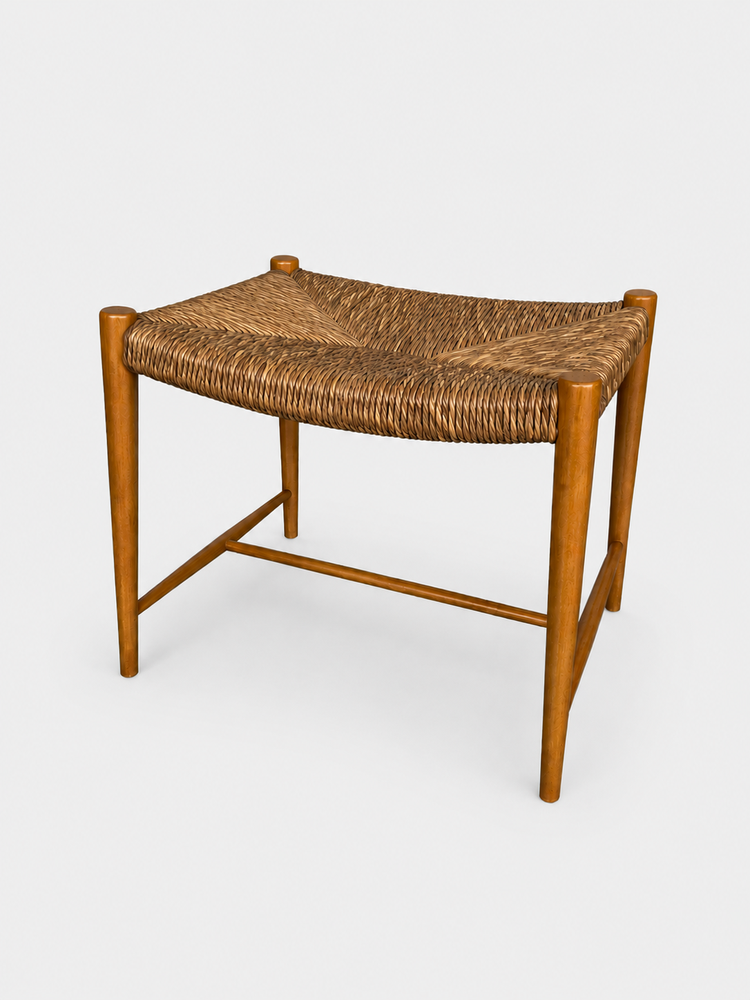 Kruk hout en gevlochten riet stijl dordogne charlotte perriand
