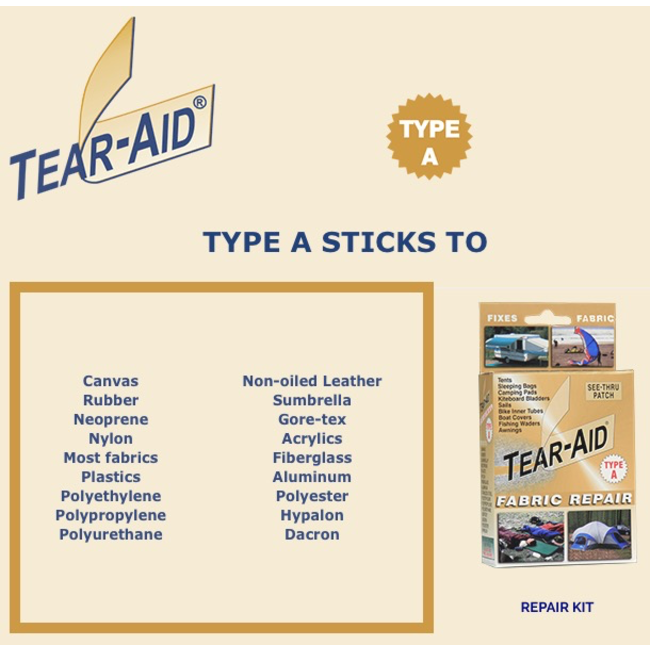 Tear-Aid Type A Repair set Gold tape (De fleste overflater)