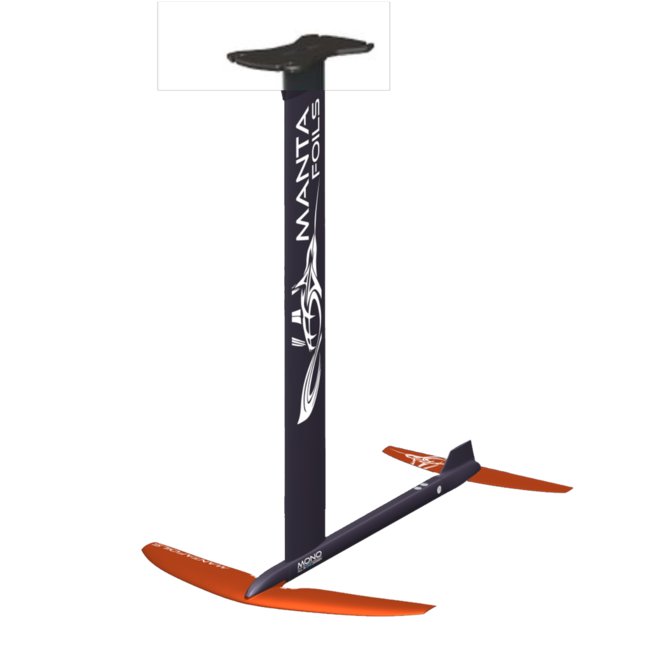 Manta Mono kitefoil Alu/G10, 550cm vinge, Plate top, 86cm fuse, 260cm (large) stabilizer