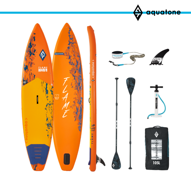 Aquatone • 12'6 X 32 Flame SUP pakke •  Åre, pumpe, bag og finne inkludert.