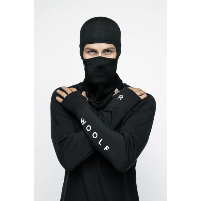 Woolf Merino Svarthetta Balaclava Black | Merino & Tencel Balaclava for Vinter, Snowboard og Ski