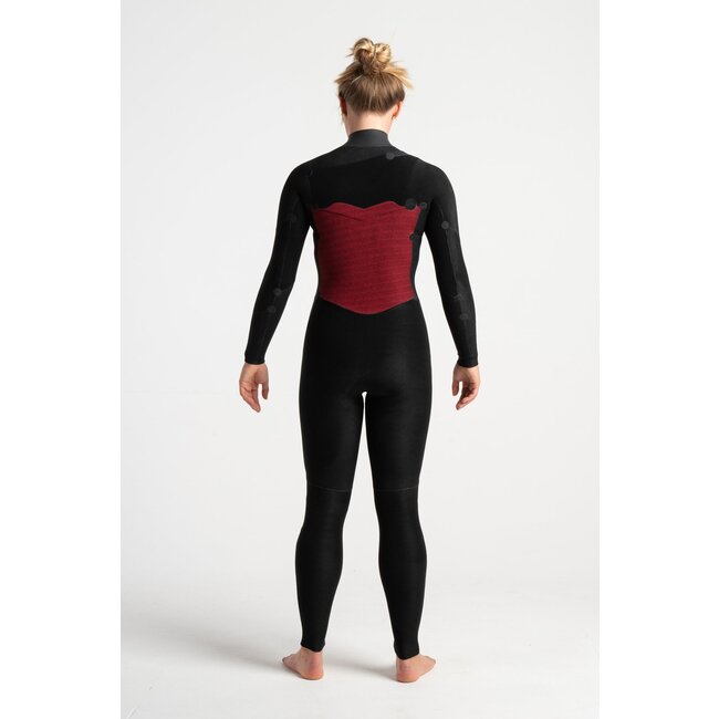 Solace 4mm Chest Zip Våtdrakt Dame – Black/Bluestone Tropical