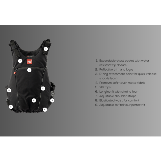 Red - SUP Buoyancy Aid Vest - Black/Red