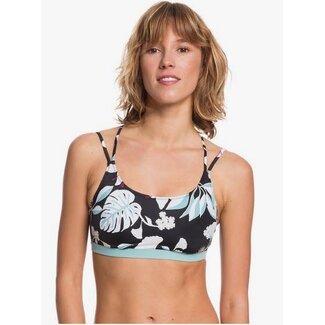 Roxy Sports Bra Bikini Top - True Black Story of Sunshine