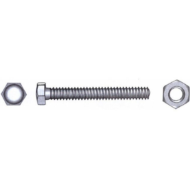 Sekskantbolt m/mutter A4 DIN 933/934 - 8x100mm