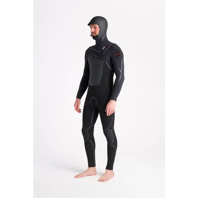 Wired+ 6/5 NuWave Front Zip Hooded Herre Våtdrakt - Black