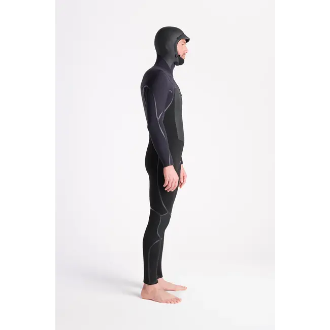 Wired+ 6/5 NuWave Front Zip Hooded Herre Våtdrakt - Black