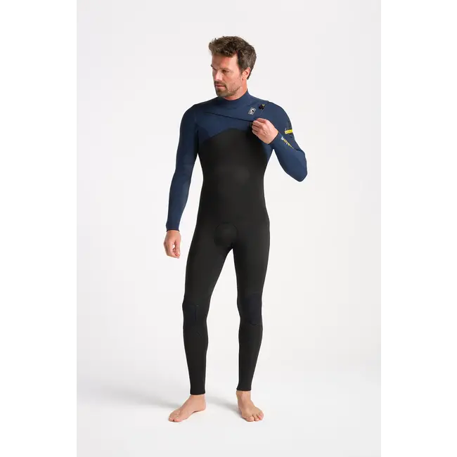 Session NuWave 4/3 Chest Zip Våtdrakt – Black / Bluestone / Saffron