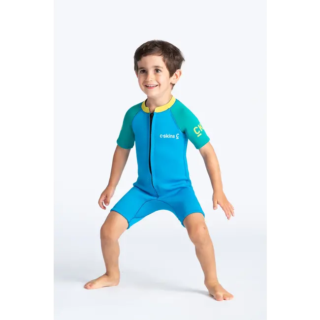 Baby Front Zip Shorty 3/2  - Cyan/Green