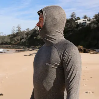 FCS Essential Hooded LS Rashguard - Heather Grey