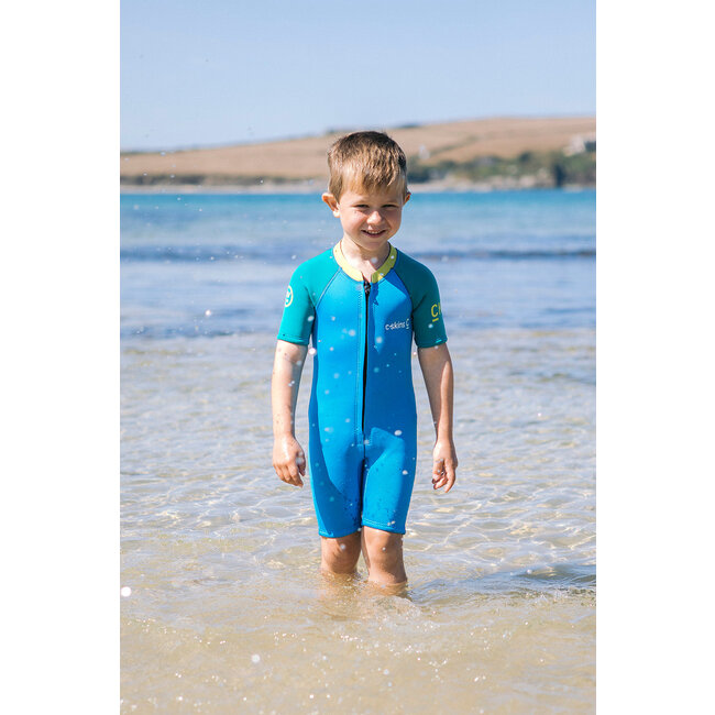 Baby Front Zip Shorty 3/2  - Cyan/Green