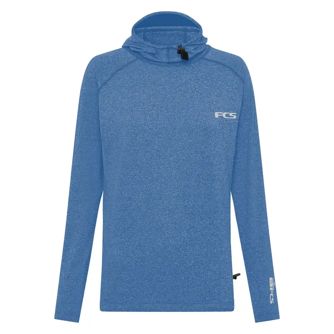 Essential Hooded LS Rashguard  - Heather Teranquil Blue