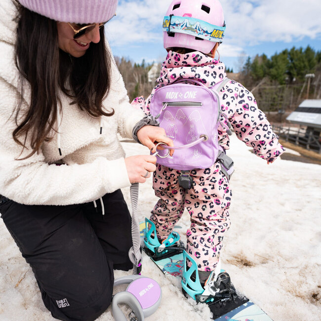 MDXONE Snowboard Harness for Kids – With Retractable Leash & Backpack - Blue