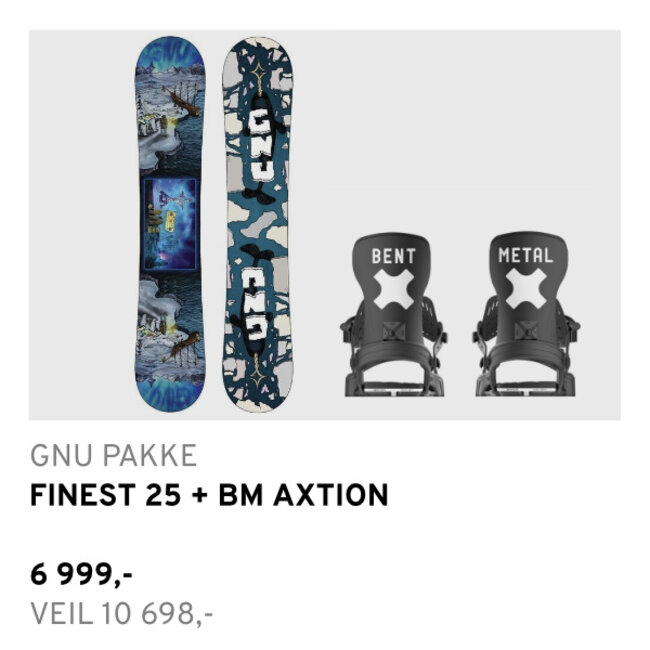 Snowboard Pakke | Gnu Finest + Bent Metal Axtion