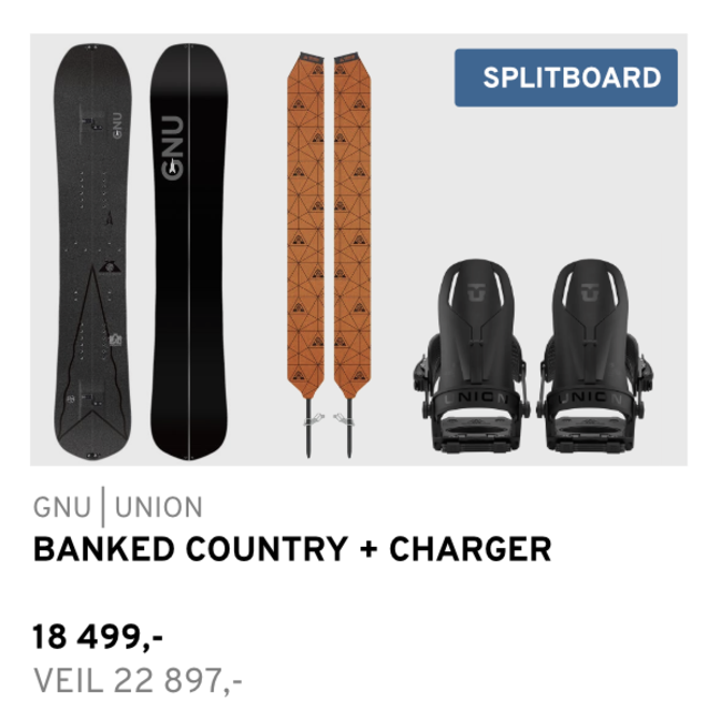 Splitboard Pakke | Banked Country Splitboard + Union Charger Splitboard Bindinger