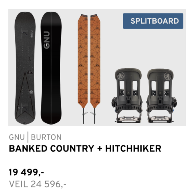 Splitboard Pakke | Banked Country Split + Burton Hitchhiker