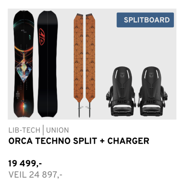 Splitboard Pakke | Lib-Tech T.Rice Orca Techno Split + Union Charger