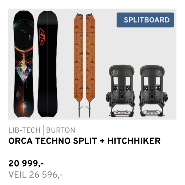 Splitboard Pakke | T.Rice Orca Techno Split + Burton Hitchhiker