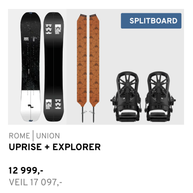 Splitboardpakke | Rome Uprise + Union Explorer + Union Feller