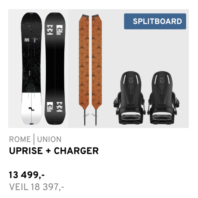 Splitboardpakke | Rome Uprise + Union Charger + Union Skins