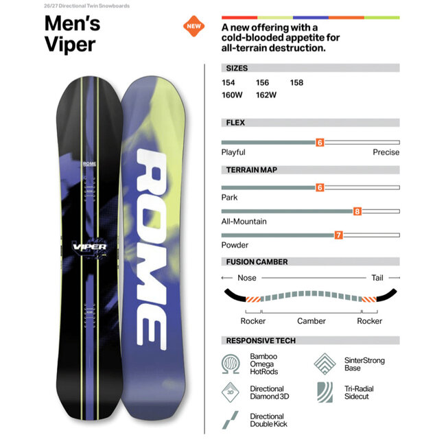 Men's Viper Snowboard – Directional Twin All-Mountain / Freestyle