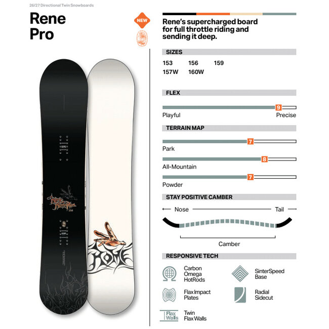 Rene Pro - Snowboard Herre | Directional Twin | Flex 8