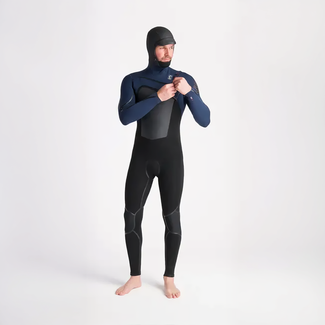 C-Skins Wired 5/4 NuWave Front Zip Hooded Herre Våtdrakt - Black/Bluestone