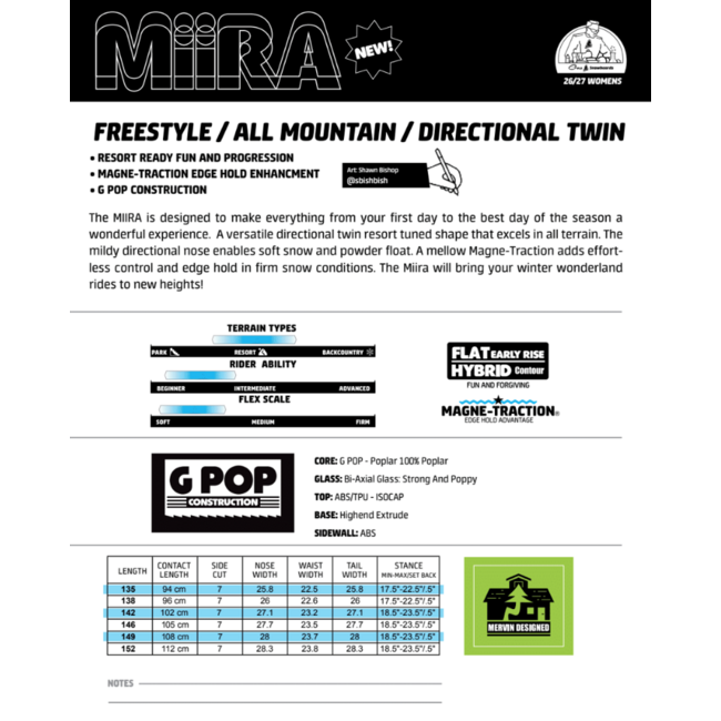 Miira Snowboard Dame Freestyle All Mountain 2027 - Directional Twin | Flex 3