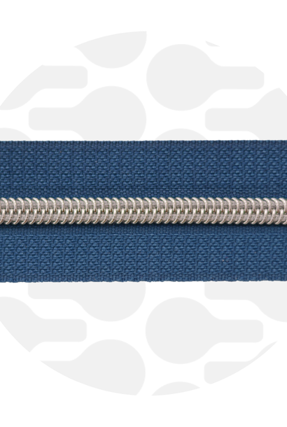 Rits (1 meter) - Jeansblauw/Zilver