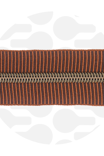 Rits (1 meter) - Stripes - Toffee/Oudmessing