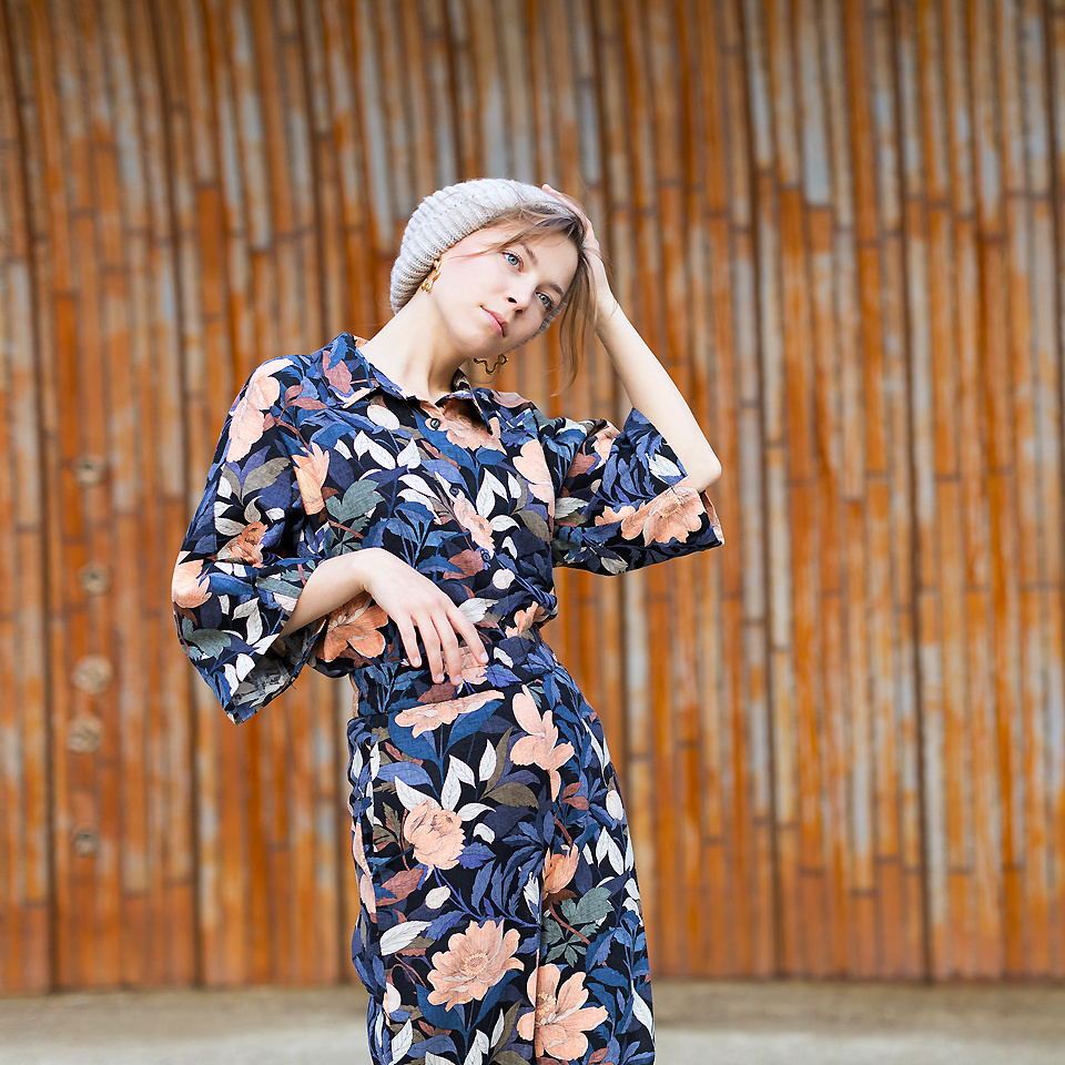 Linnen/Viscose Blend - Pasture Rose - Zwart-3