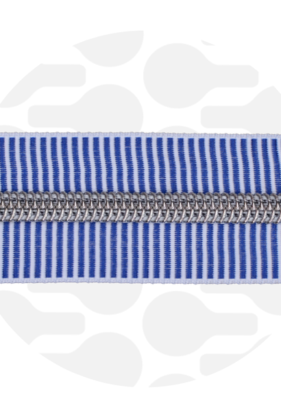 Rits (1 meter) - Stripes - Azure/Zilver