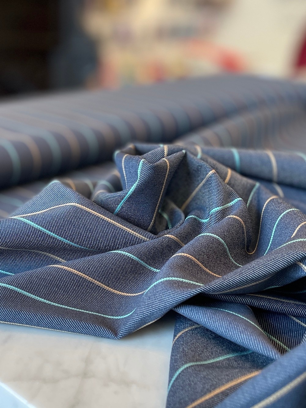 Viscose Mix - Pinstripe Denim-1