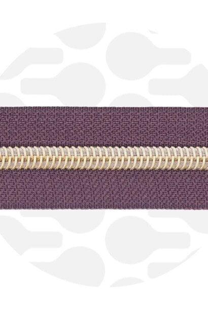 Rits (1 meter) - Smokey Aubergine/Goud