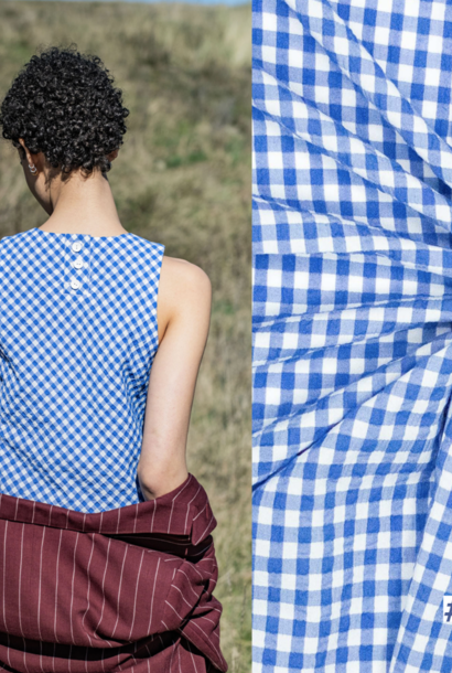 Seersucker (met stretch) - Checks in Blue/White (Zen)