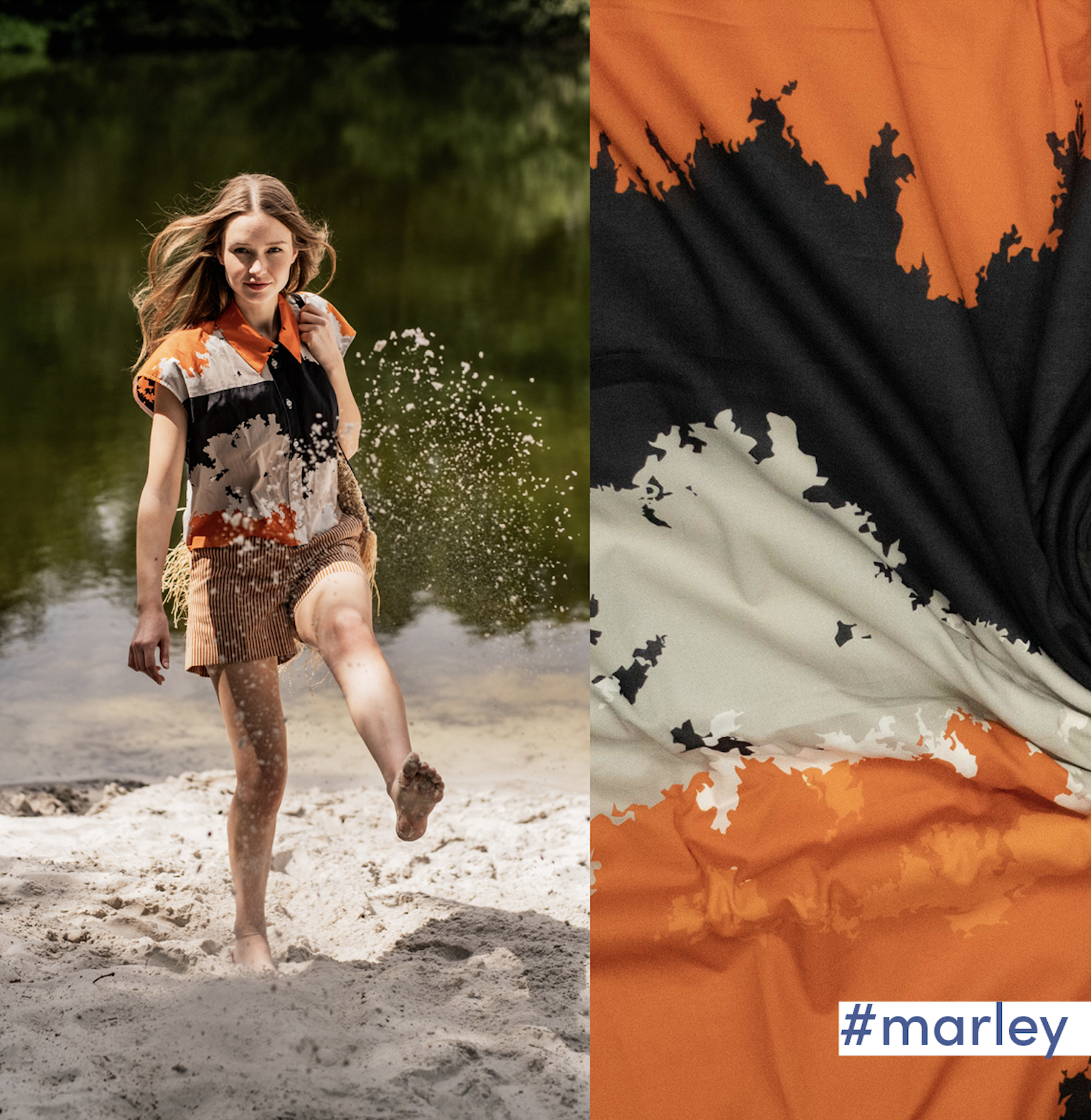 Katoen - Blurry Spots Orange-1