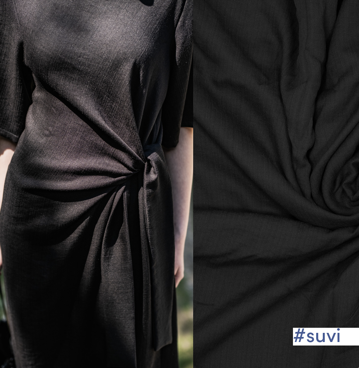 Viscose mix met linnenstructuur - FM792411 - Black-1