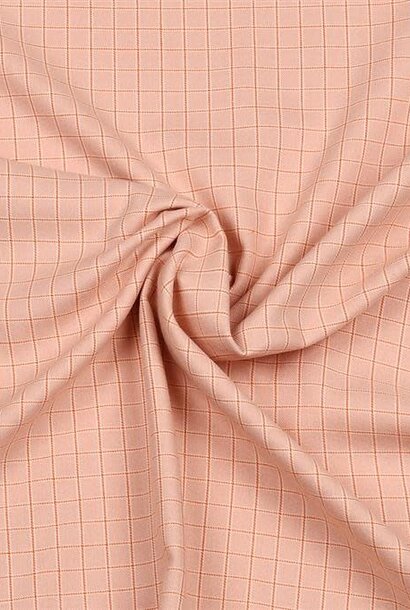 Katoenen flanel - Windowpane Peach