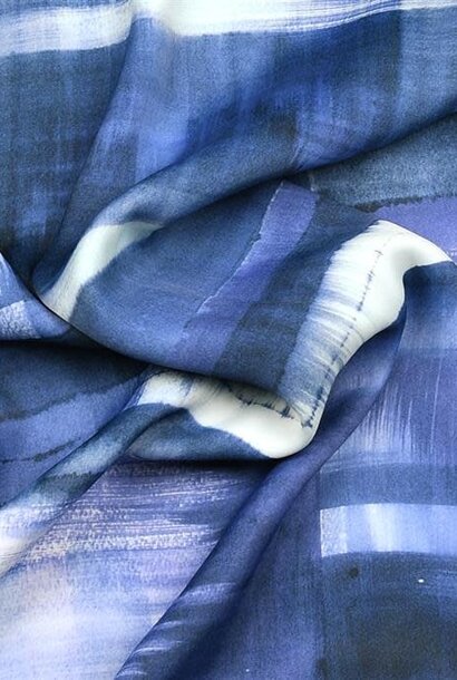 Popeline Viscose - Brushstroke Blues