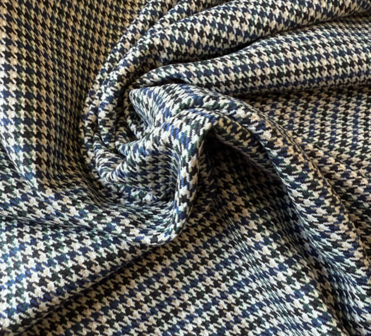Geweven Viscose/Poly Mix - Puppytooth Blue/Black-1