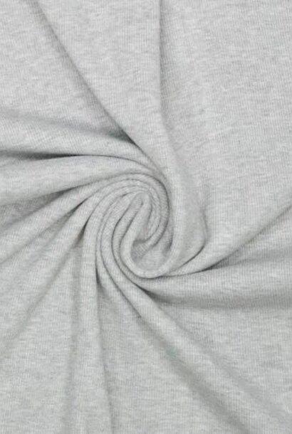 Rib boordstof - Light grey Melange