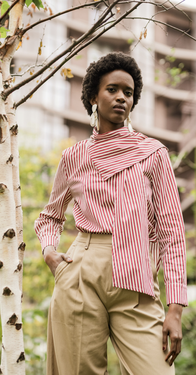 Katoen Popeline (Zizou) - Red Stripes (FM435015)-3