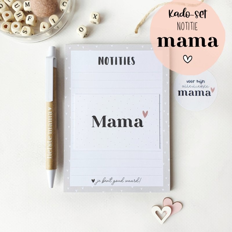 Cadeau pakket mama || Notitieblok A6 + pen + minikaart + sticker - Atelier LiLou | Feel Good Store - Workshops Coffee Corner | Make Yourself Priority