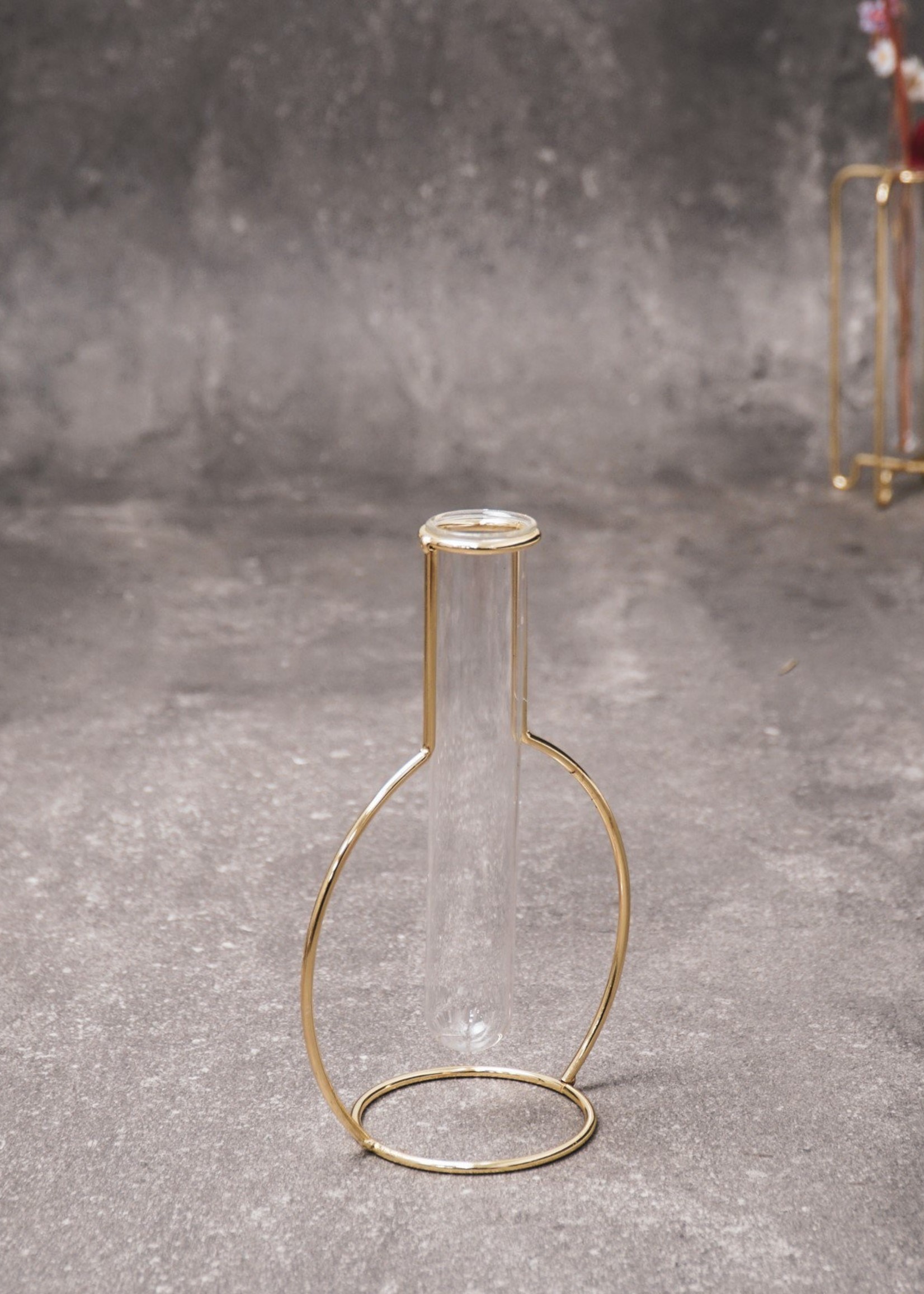 Housevitamin Gouden Metalen Vaas met Glazen Buis