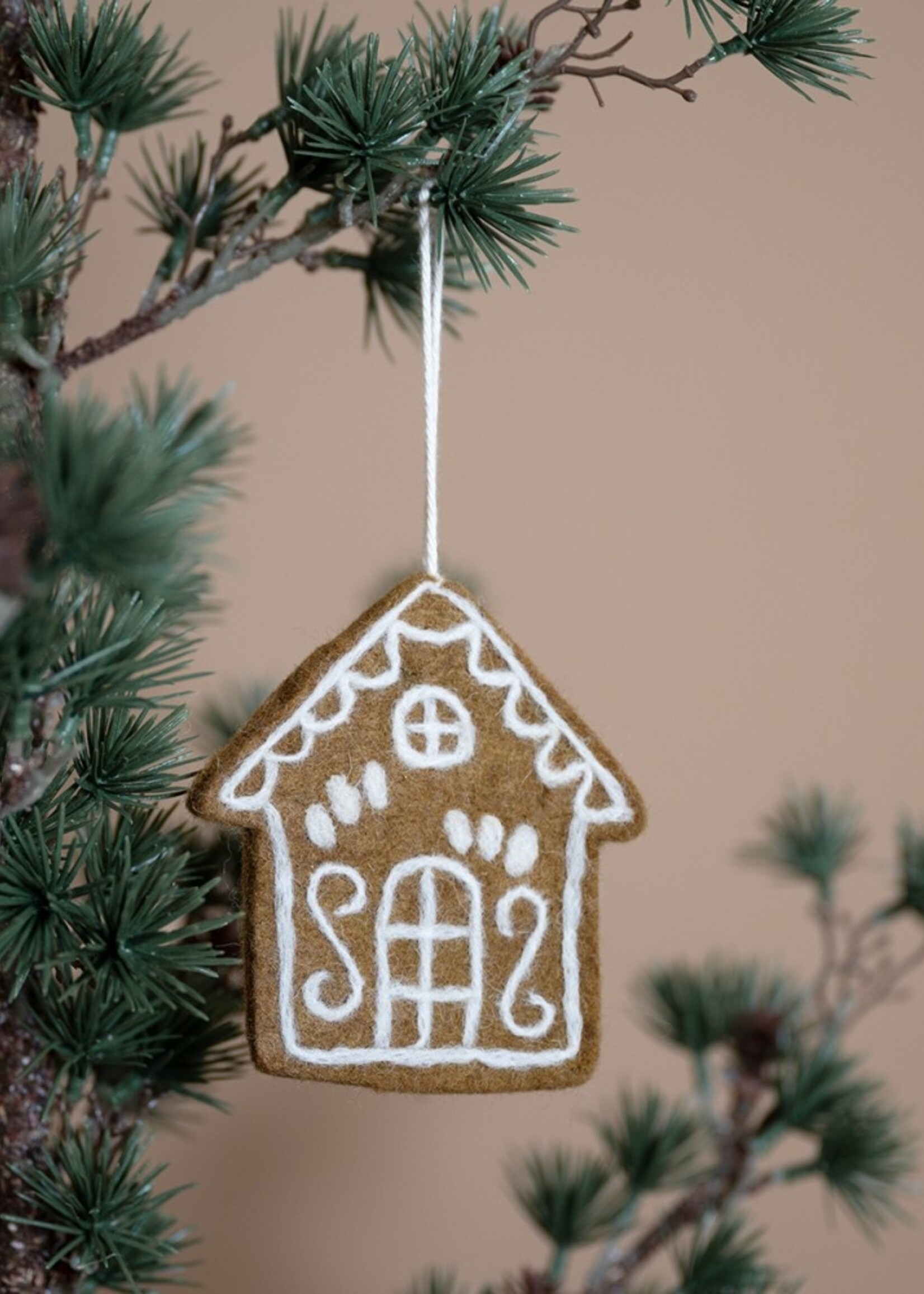 Sjaal met verhaal Vilten Hanger Gingerbread Cookie Huisje