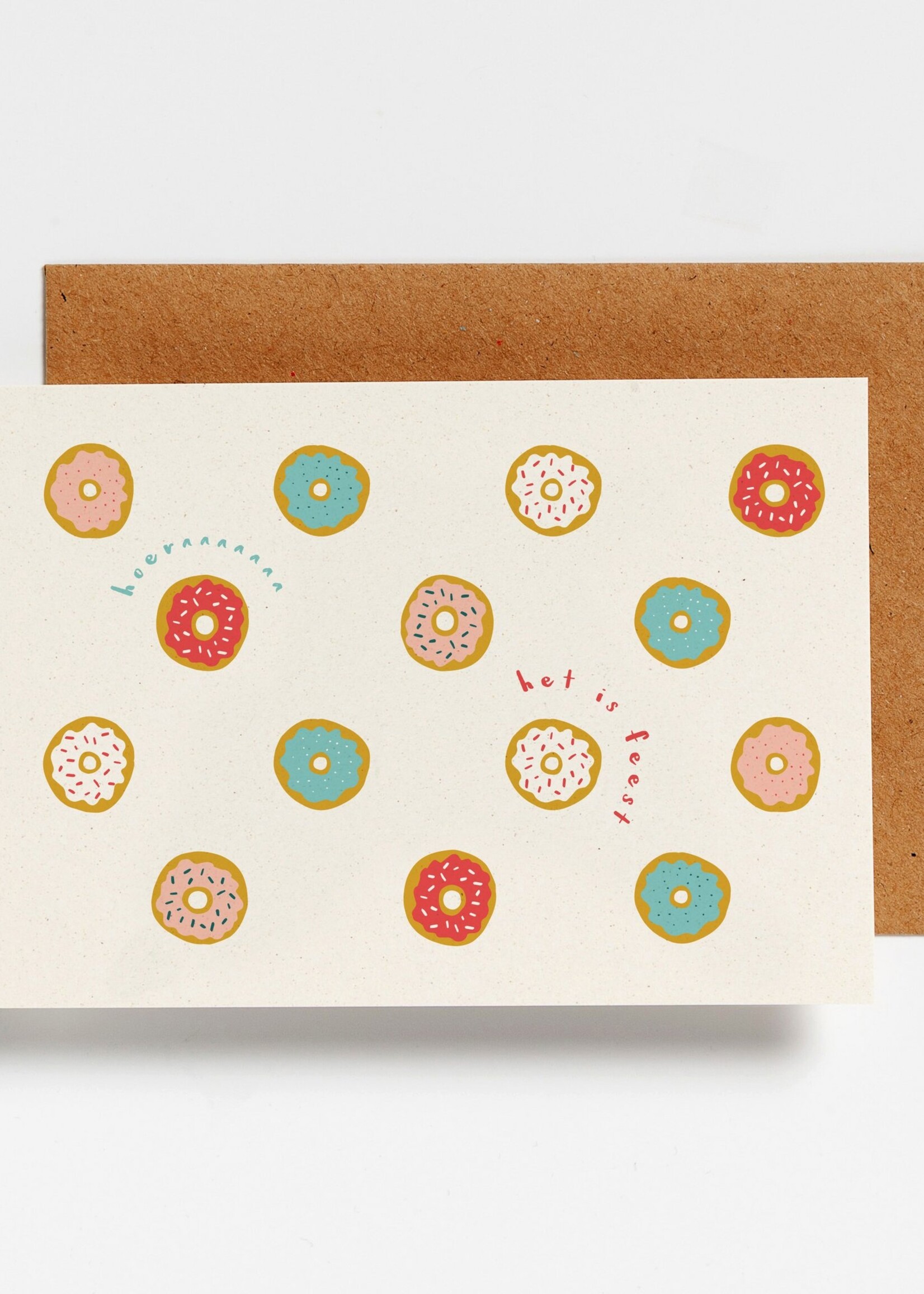 Hello August Postkaart - Donuts - Hoeraa, het is feest!