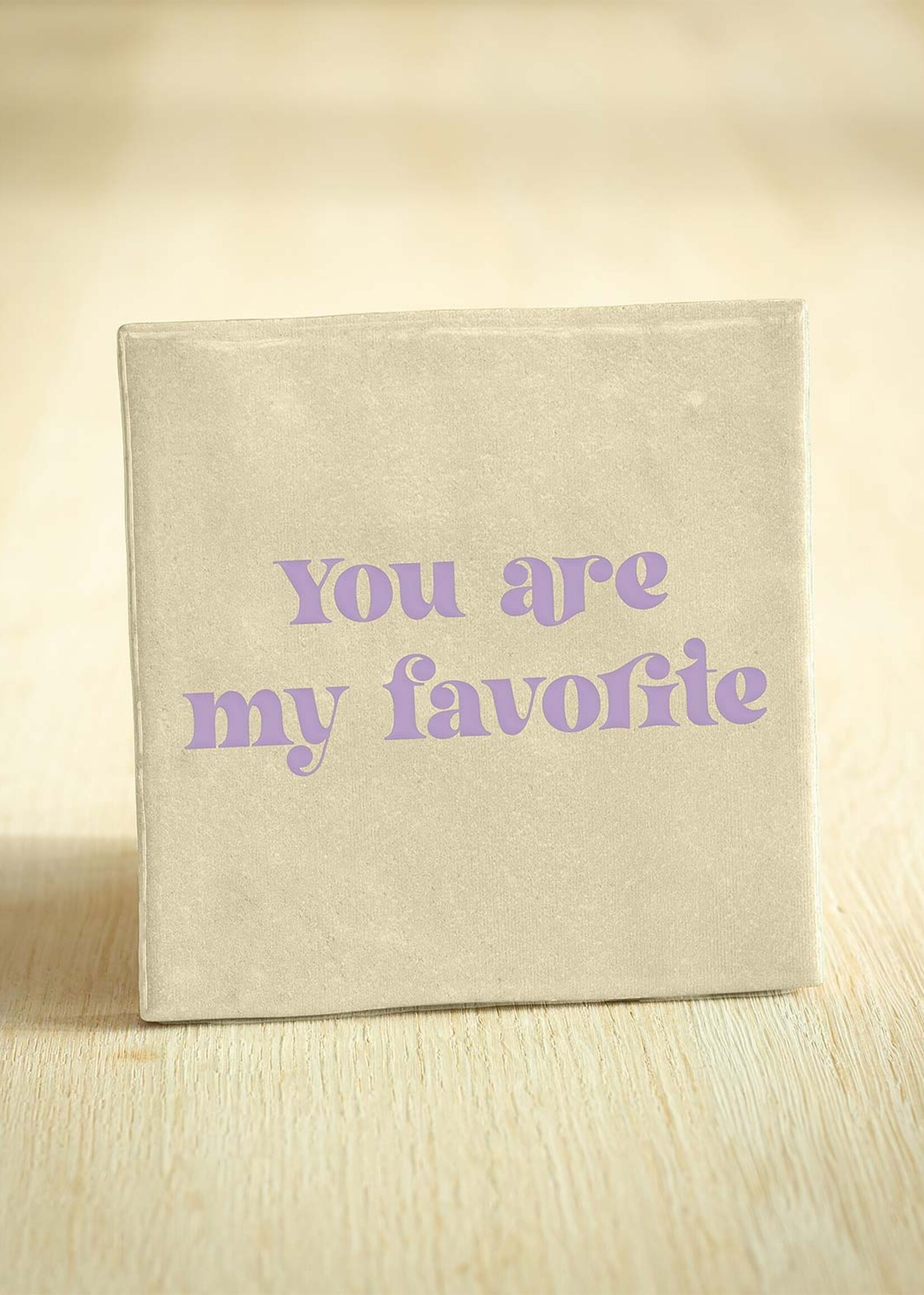 ByBazz Tegeltje – You  Are My Favorite - 10x10cm - Blauw met roze